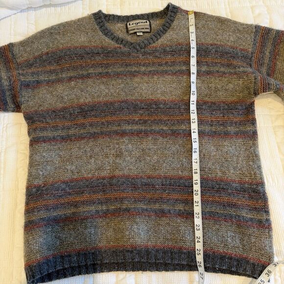 Vintage Legend Classic Sweater Mens XL Gray Genuine Shetland Wool Stripe 90s Y2K - Picture 10 of 12